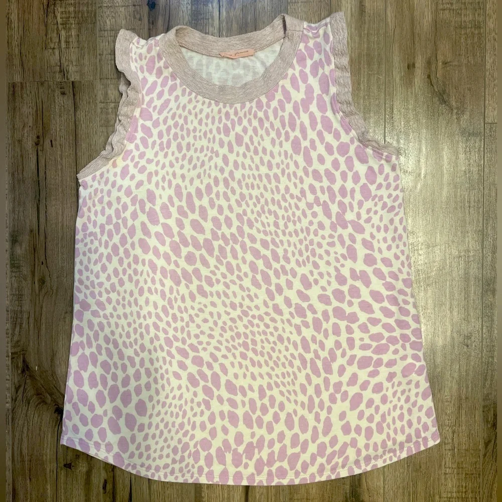 Boutique Animal Print Ruffle Sleeveless Top